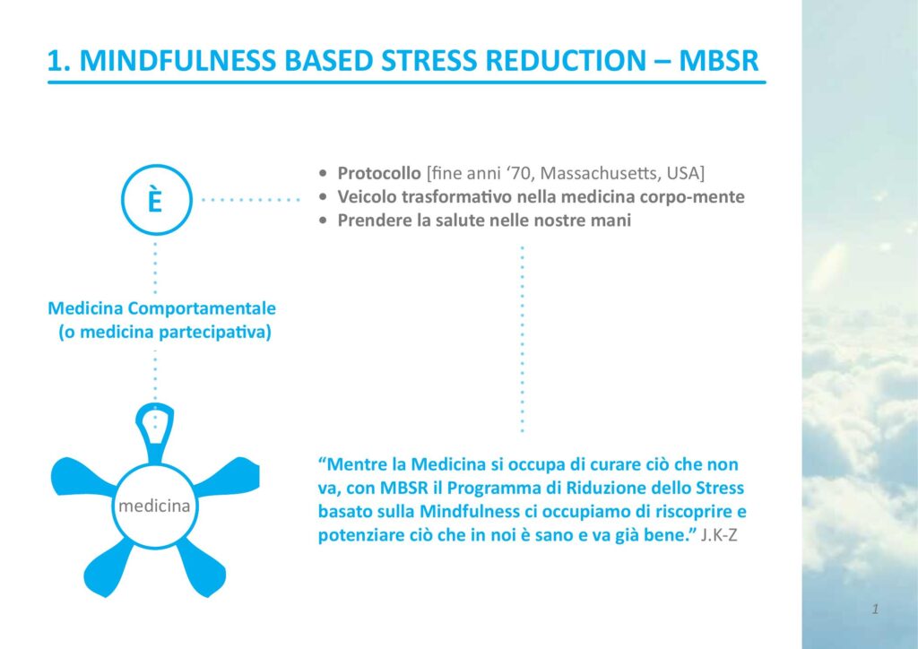 Mindfulness based stress reduction